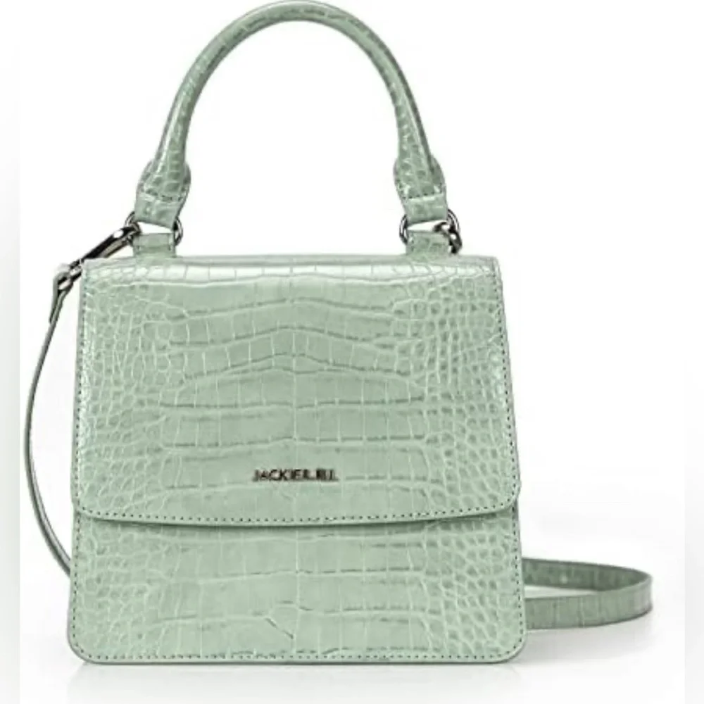 Jackie & Jill Crossbody Convertible Handbag. Purse Mint Green Faux Croc Dust Bag - Picture 1 of 4